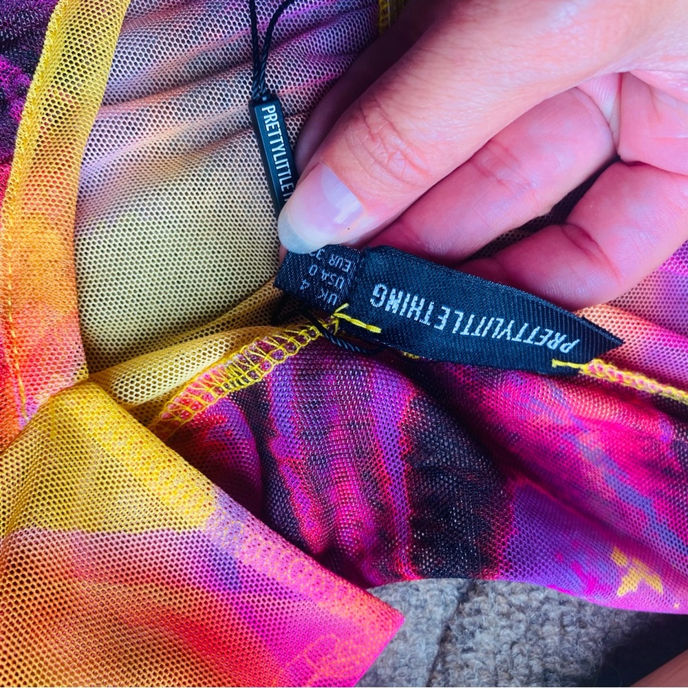 ⭐️ PRETTYLITTLETHING NWT Brown Tiger Printed Ruched Midi Dress Button Down - Picture 9 of 11